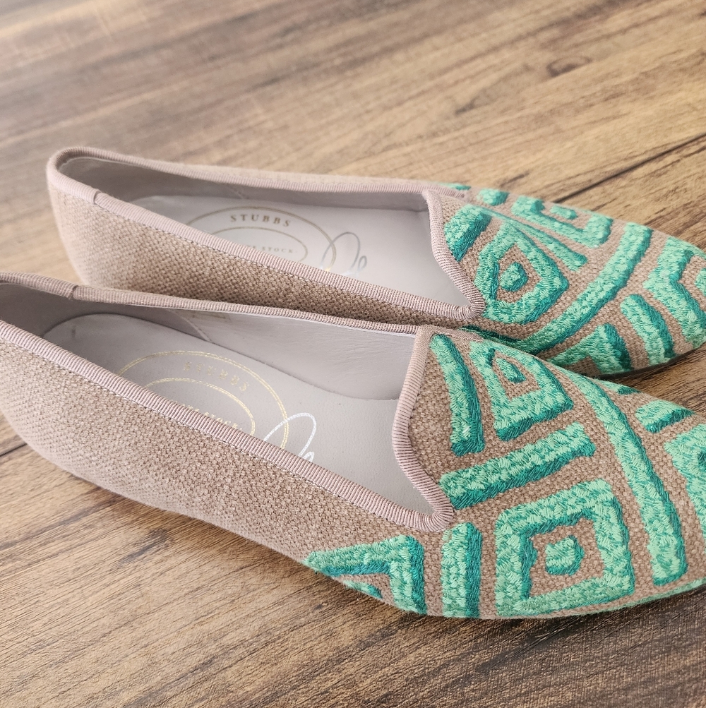 Stubbs & Wootton Private Collection Loafers Flats Shoes Size 8.5 Green